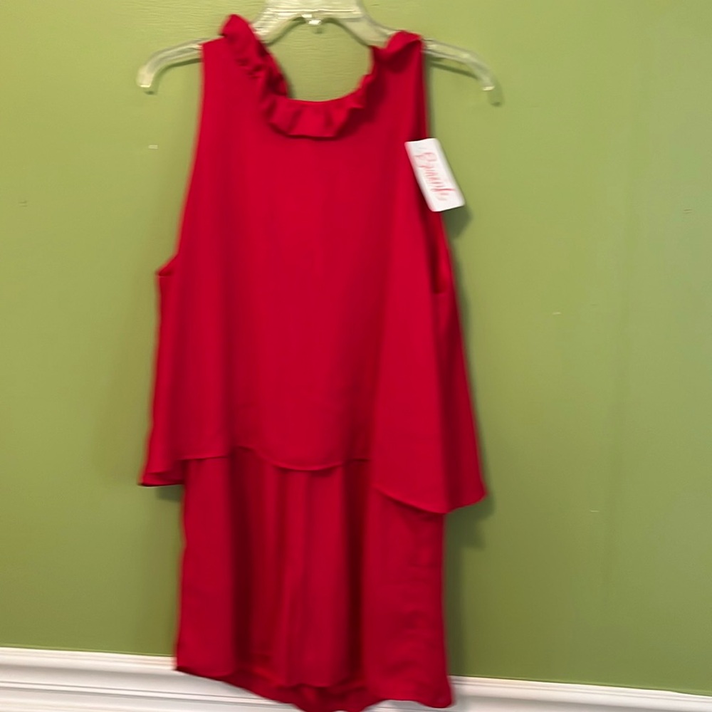 NWT adrienne saturday ruffle neck romper